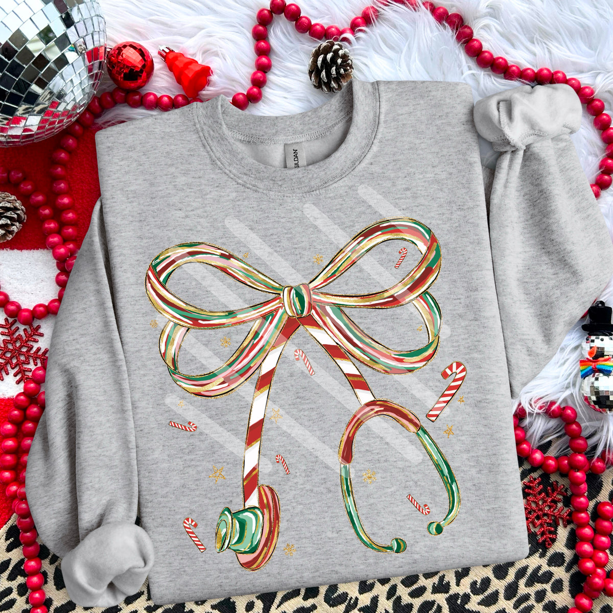 Nurse Christmas stethoscope bow 114256 DTF transfer