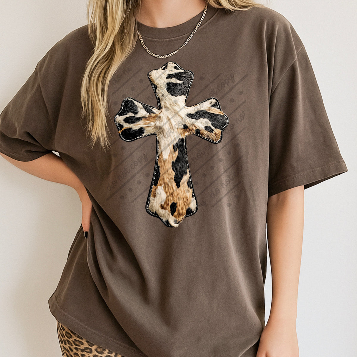 Faux cow print cross DTF Transfer