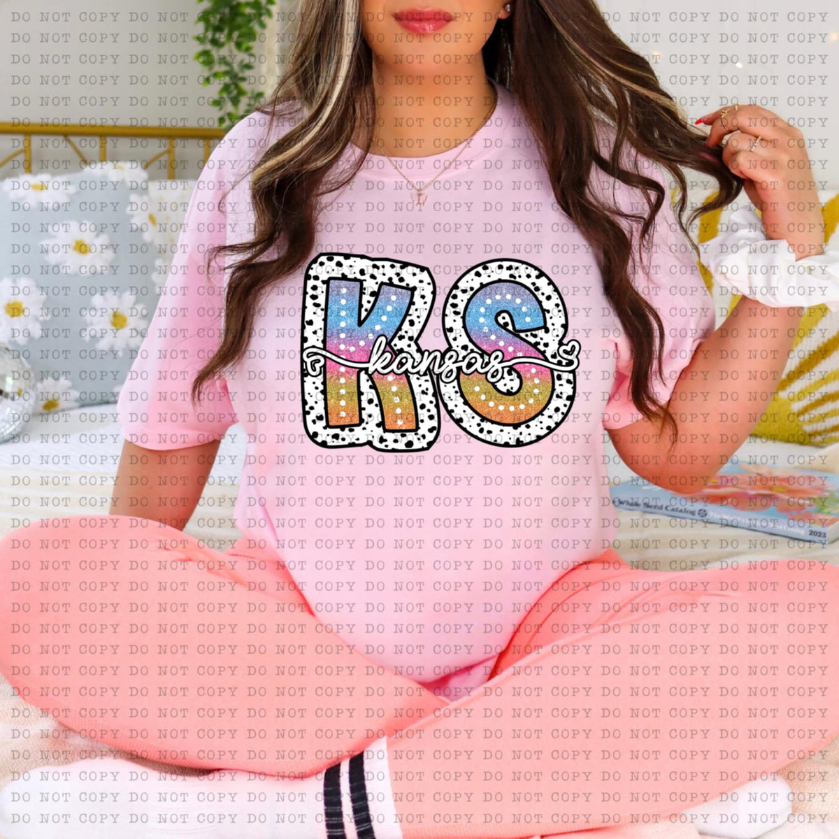 KS Kansas tie dye dottie (ECHT) 94238 DTF transfer
