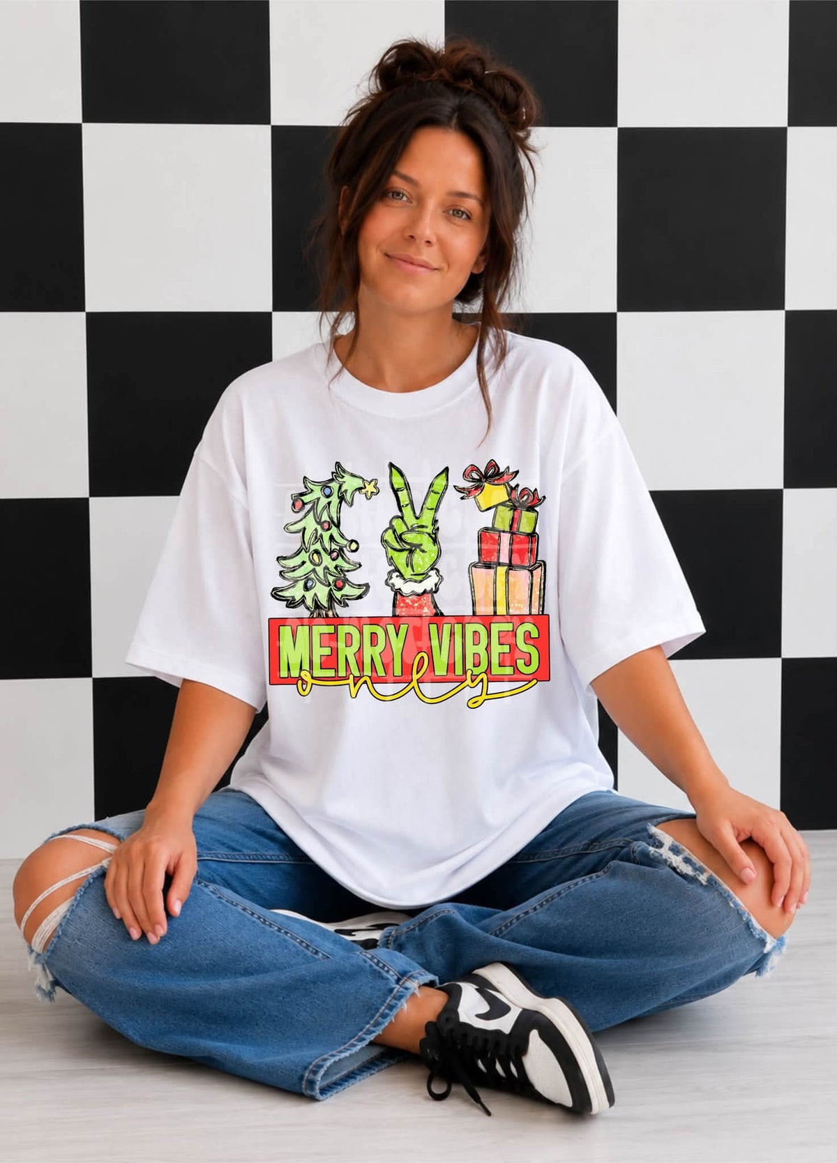 Merry vibes only g man peace sign (C's) DTF transfer