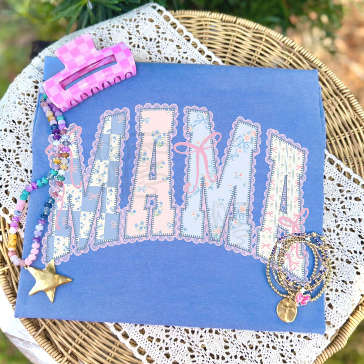 Mama blue patterns Sunday Special DTF transfer