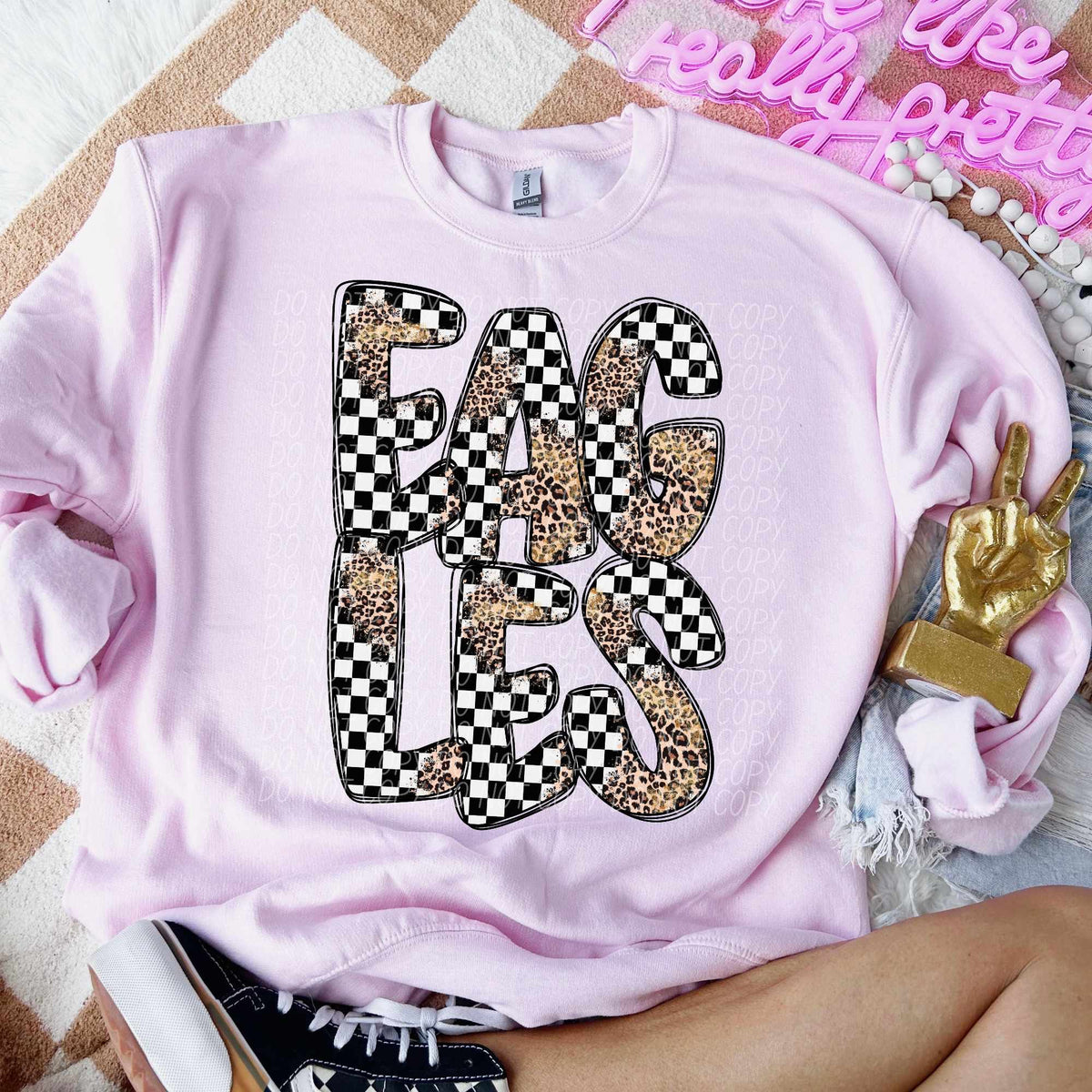 Eagles checkered leopard filled (CITY) 53182 DTF transfer