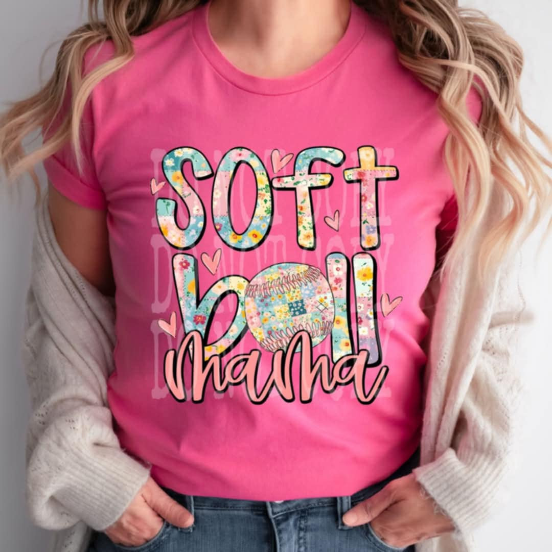 Softball mama floral patches (PH) 92097 DTF transfer