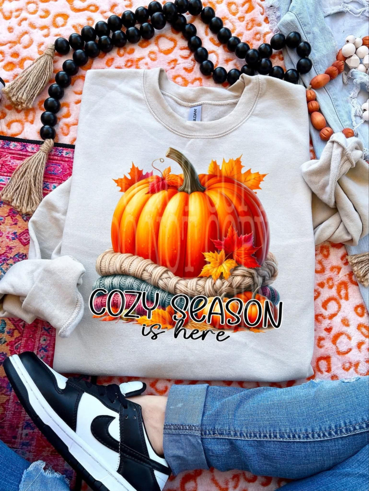 Cozy Season is here pumpkin on blankets DD DTF transfer