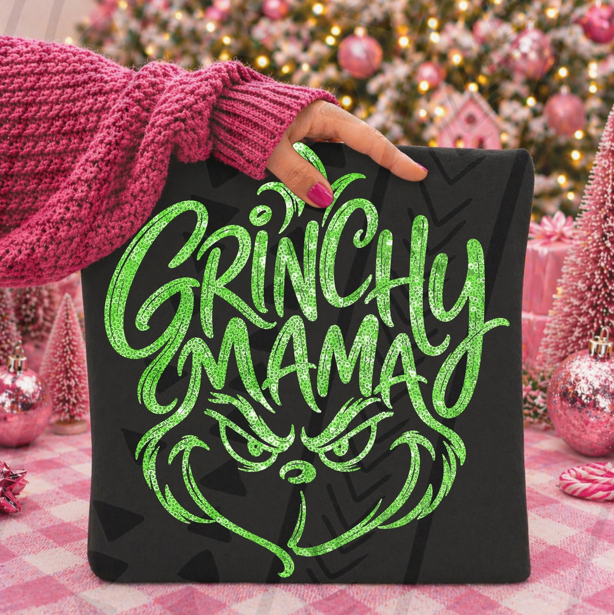 Grinchy mama green sparkle SUNDAY SPECIAL DTF transfer