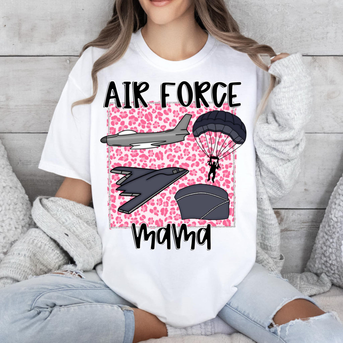 Air Force mama pink leopard (CMD) 92171 DTF transfer