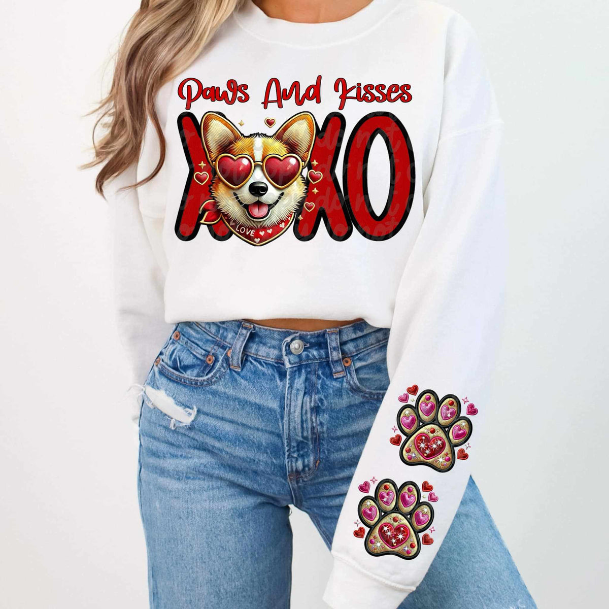 Paws and kisses corgi FRONT 75338 DTF transfer