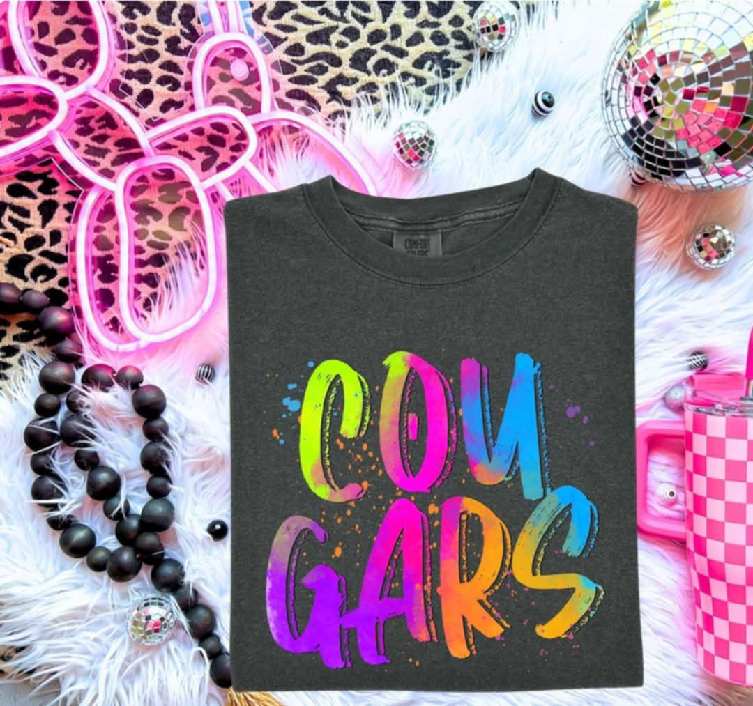 Cougars Neon Splatter (S&G) 99946 DTF transfer