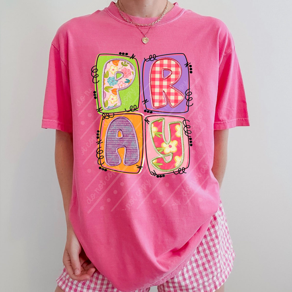 Prayer colorful blocks DTF Transfer