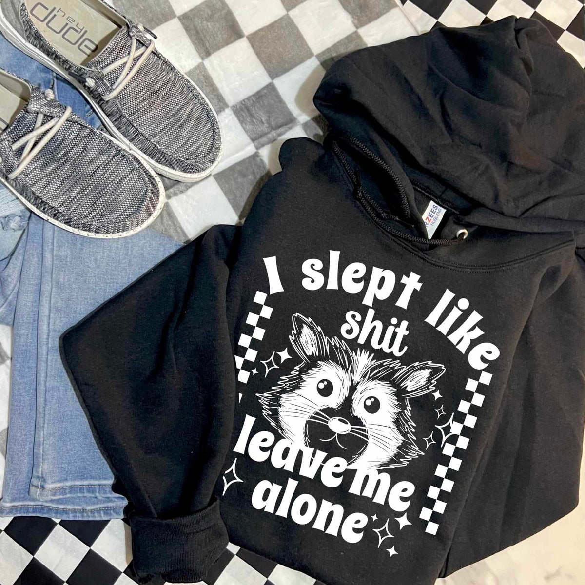 I slept like shit leave me alone white font (CSC) 65709 DTF transfer