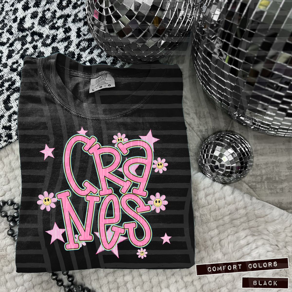 Cranes Pink Flowers And Stars 104935 DTF transfer