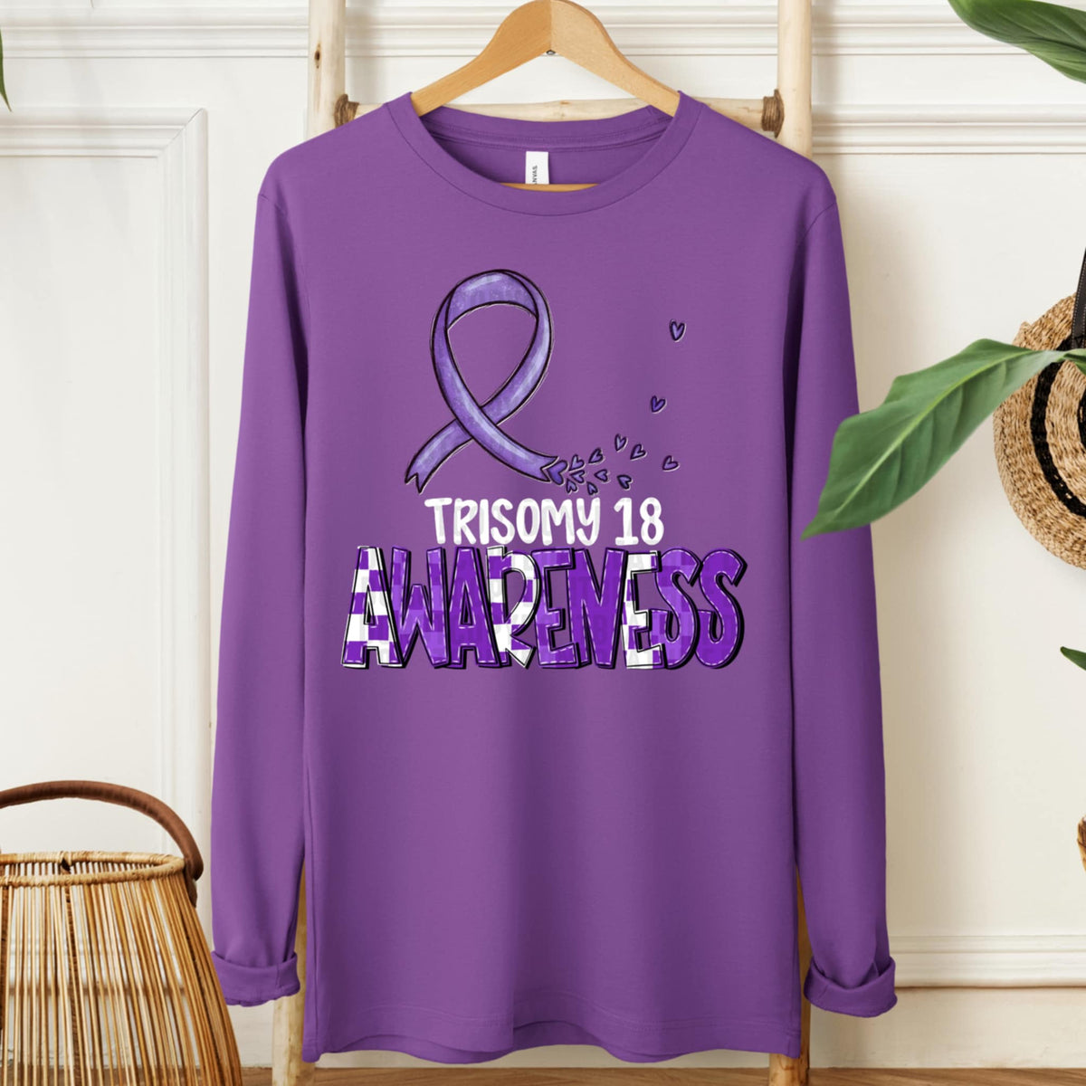 Trisomy 18 awareness ribbon WHITE FONT (SDD) 107729 DTF transfer