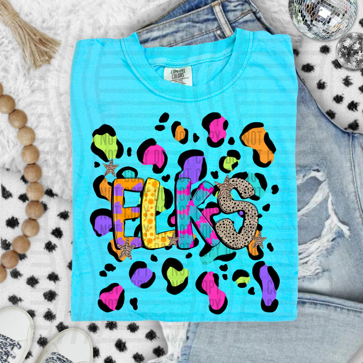 Elks Funky Mix Up Leopard Mascot (Caplinger) DTF transfer