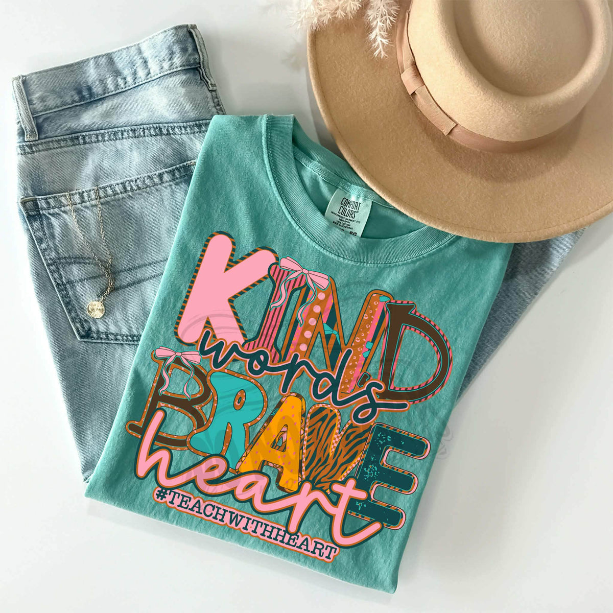 Kind words brave heart (teach with heart) (c’s) DTF Transfer