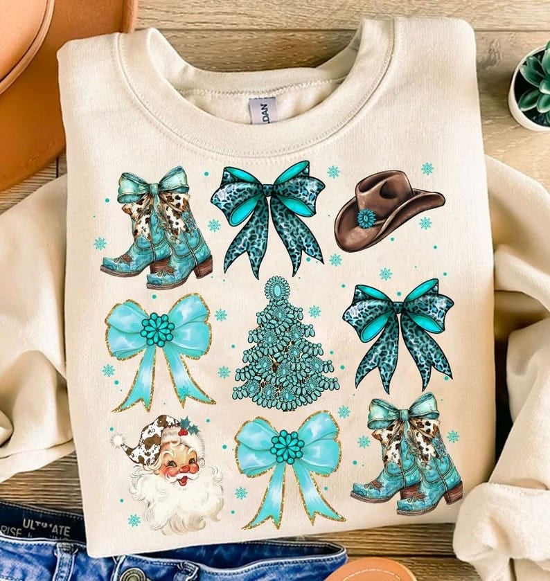Turquoise Christmas collage collage 64790 DTF transfer