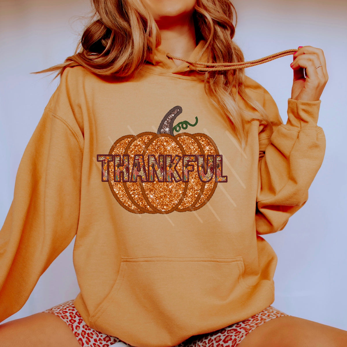 Thankful faux glitter pumpkin 111807 DTF transfer