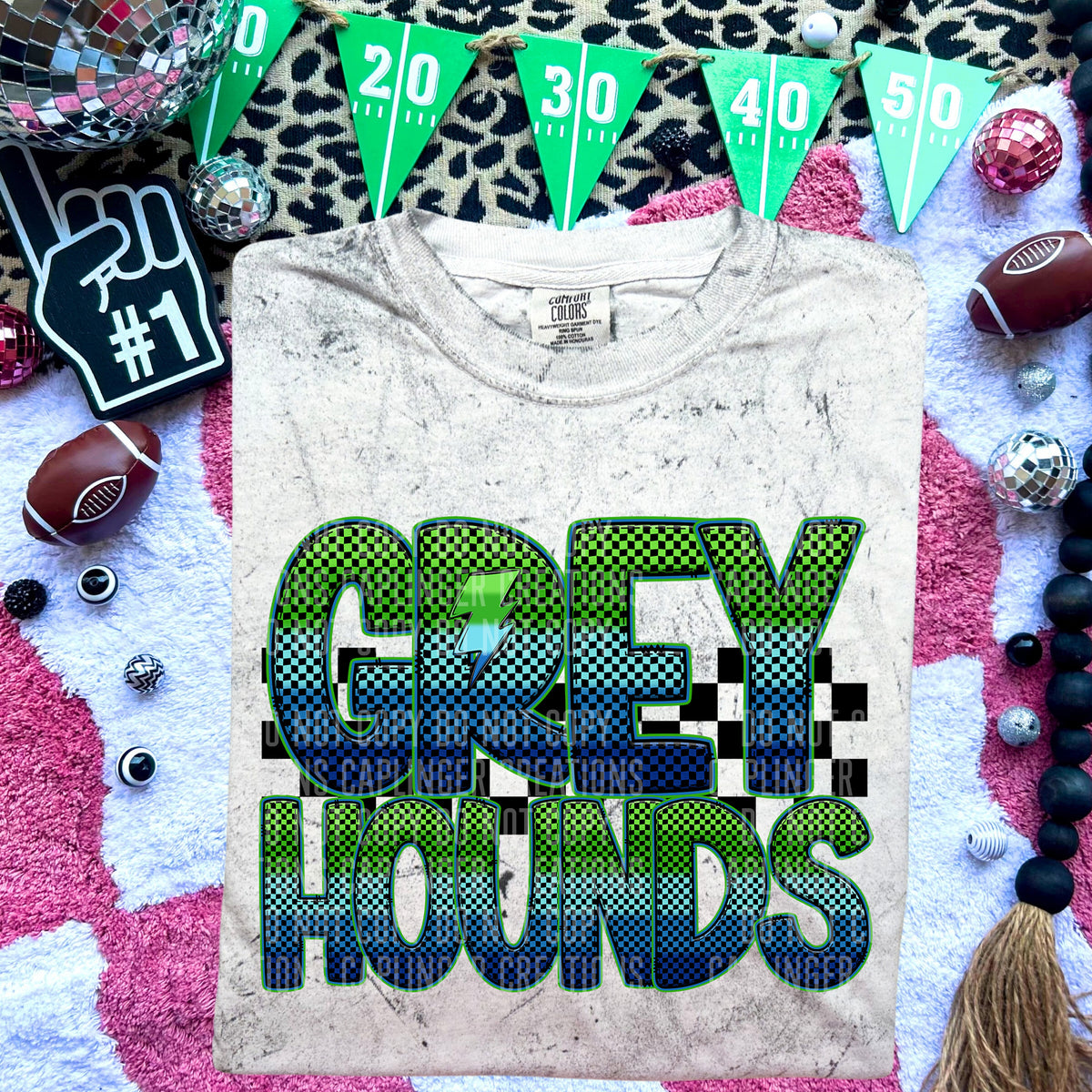 Greyhounds Blue and Green Checkered (Caplinger) DTF transfer