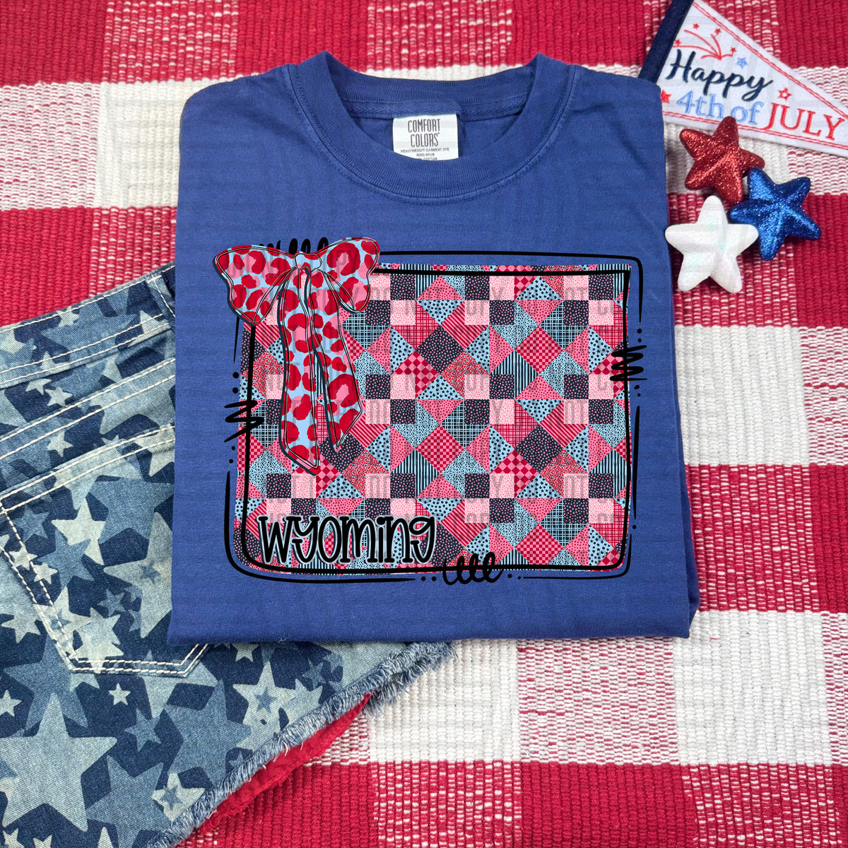 Wyoming RWB faux patchwork (Caplinger) dtf transfer