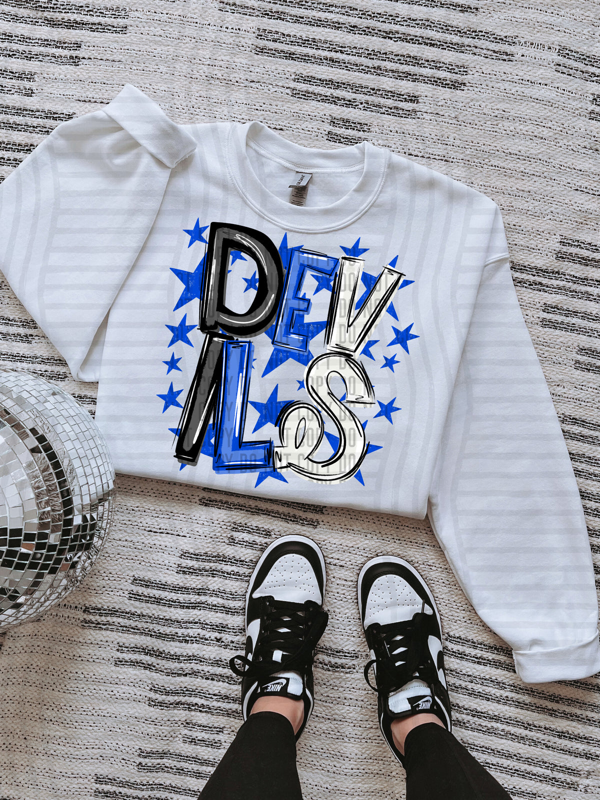 devils black and blue with blue stars (caplinger) DTF Transfer