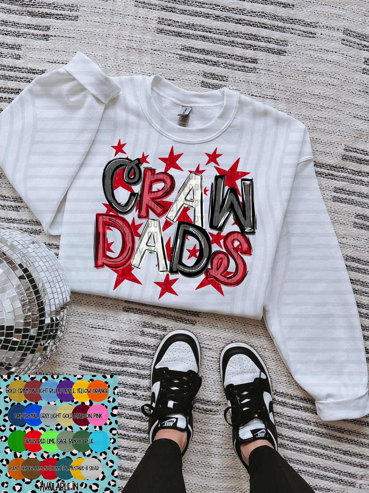 crawdads black white and red with red stars (Caplinger) DTF Transfer