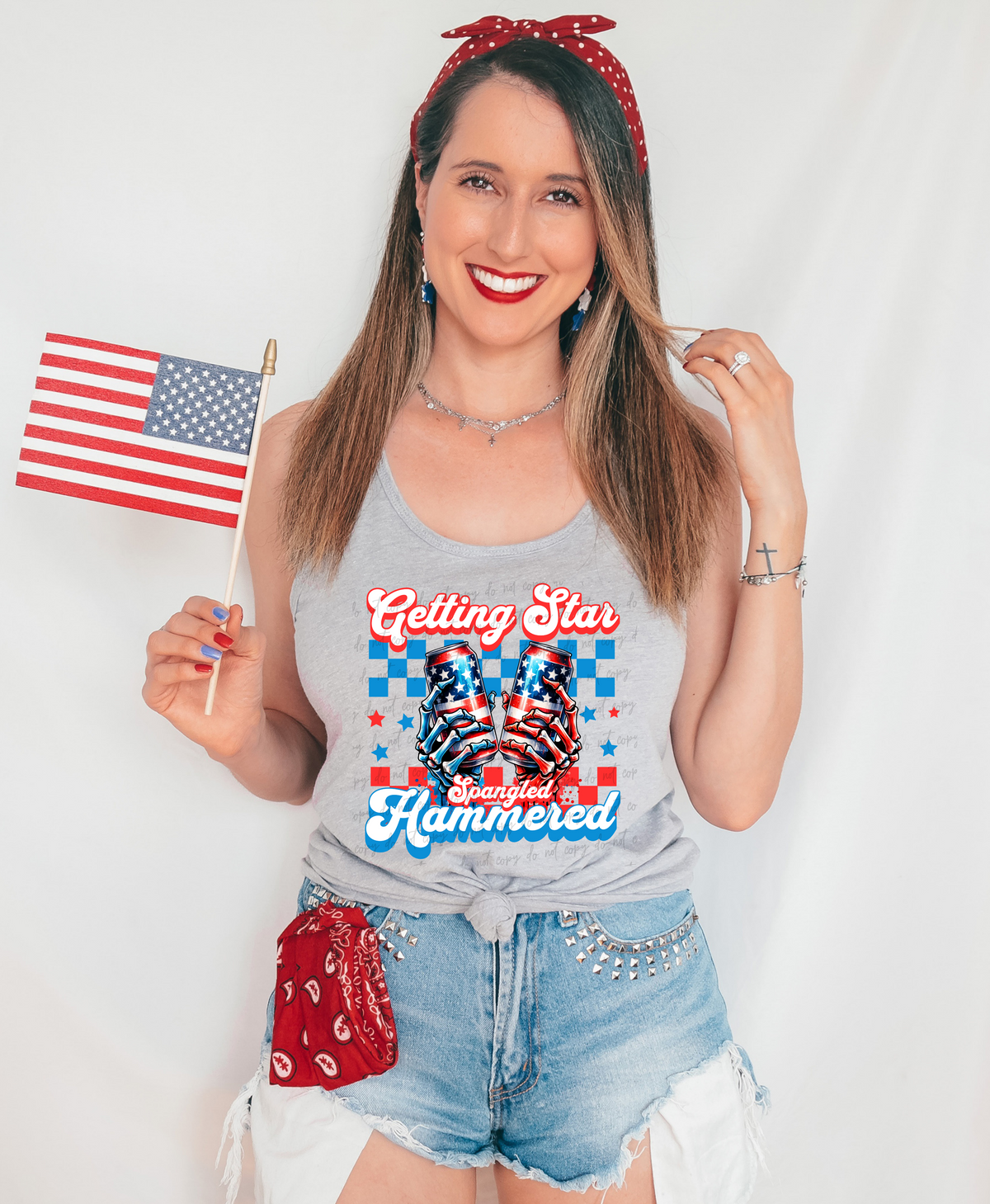 Getting star spangled hammered skellie hands 28940 DTF Transfer