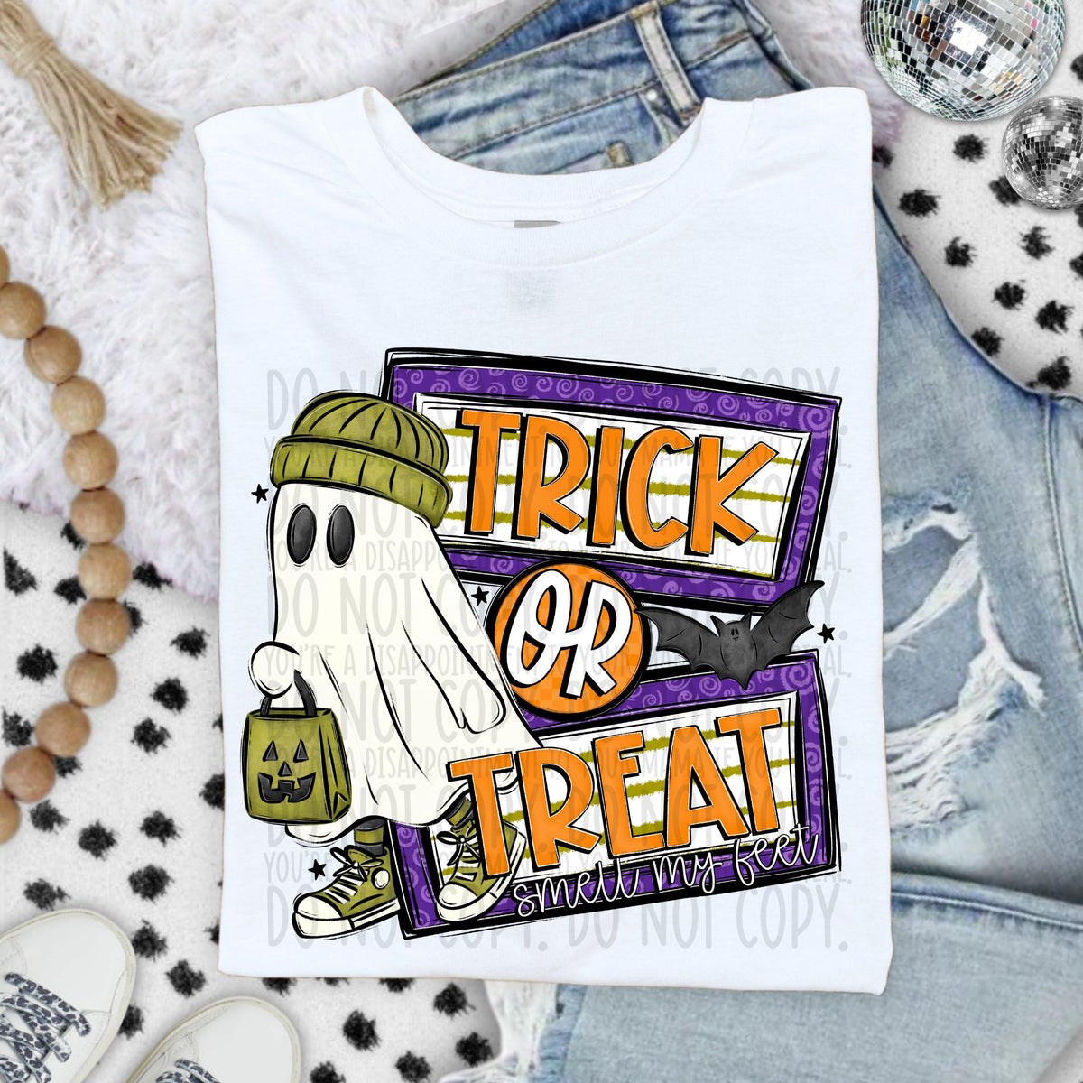 Trick or treat green ghost (SWD) 109421 DTF transfer