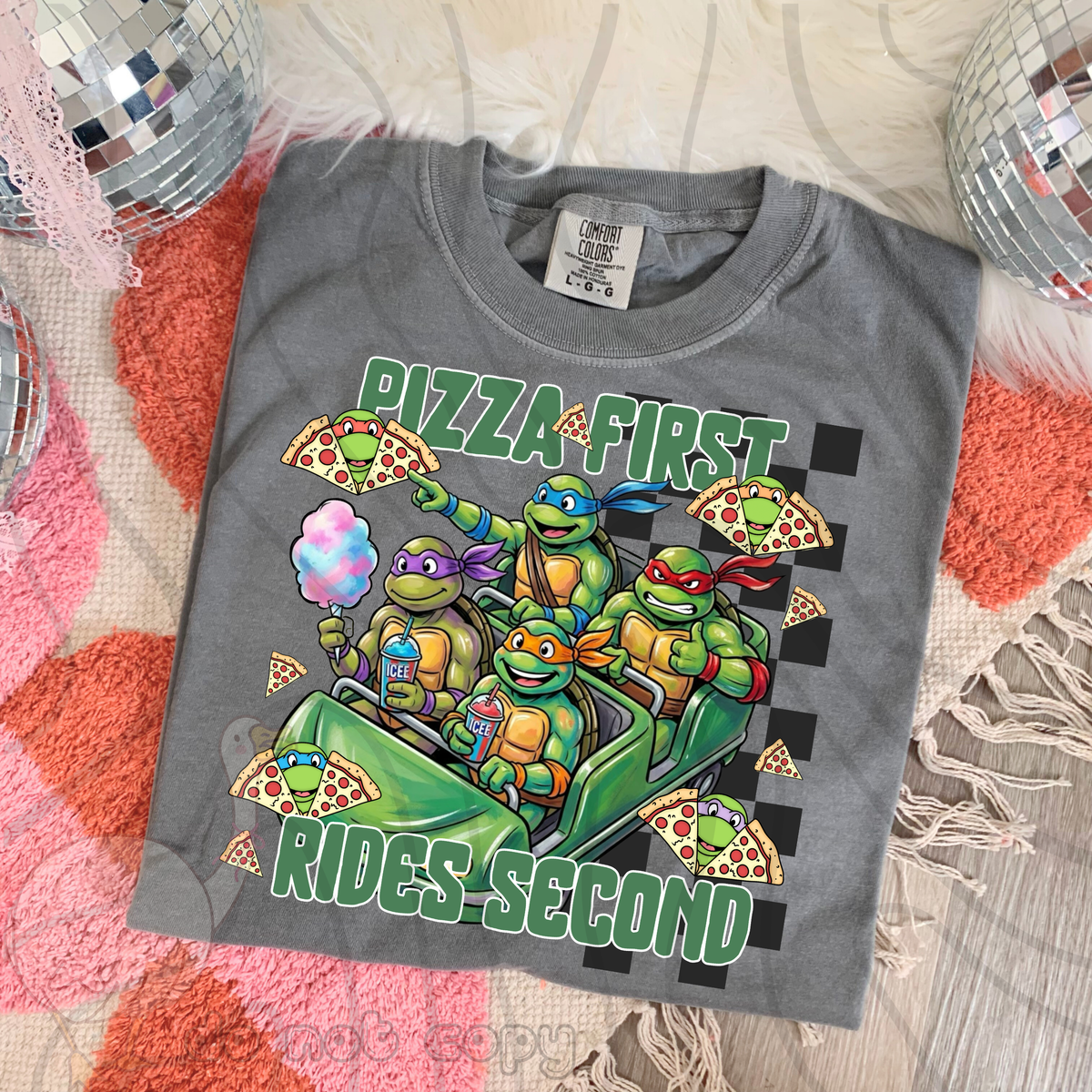 Pizza first rides second (DKD) DTF Transfer