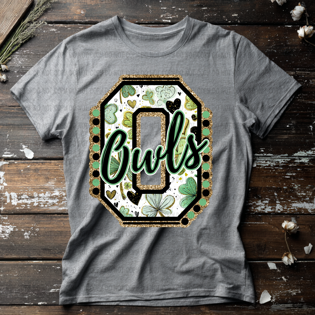 Owls letter St. Patrick's Day GREEN (Revel) DTF Transfer