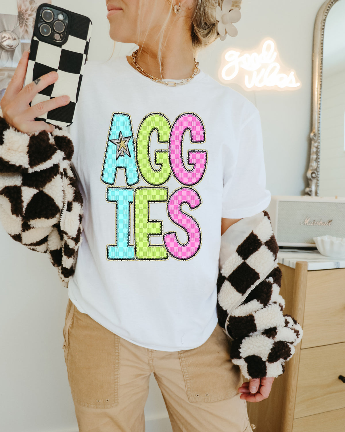 Aggies Colorful Checkered (caplinger) DTF transfer