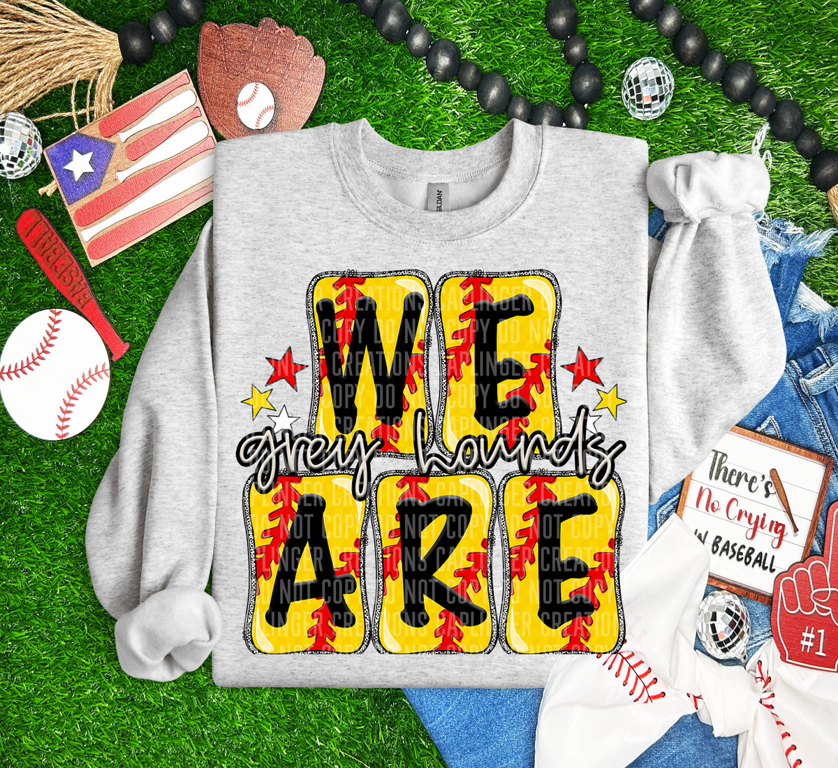 We Are Grey Hounds Softball Boxed (Caplinger) DTF transfer