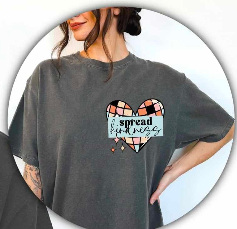 Spread kindness heart pocket (CSC) 60649 DTF transfer