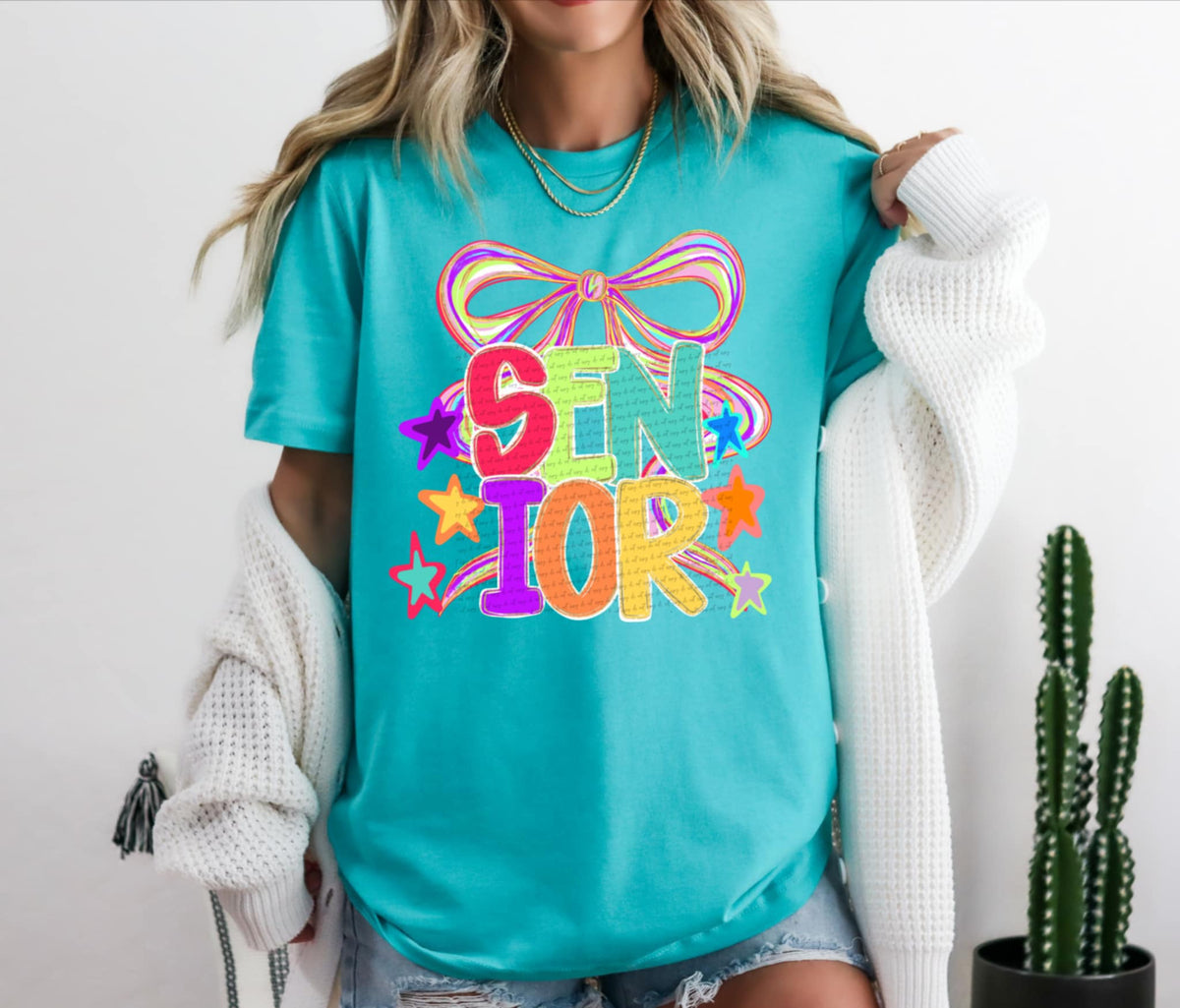 Senior colorful with bow 107464 DTF transfer