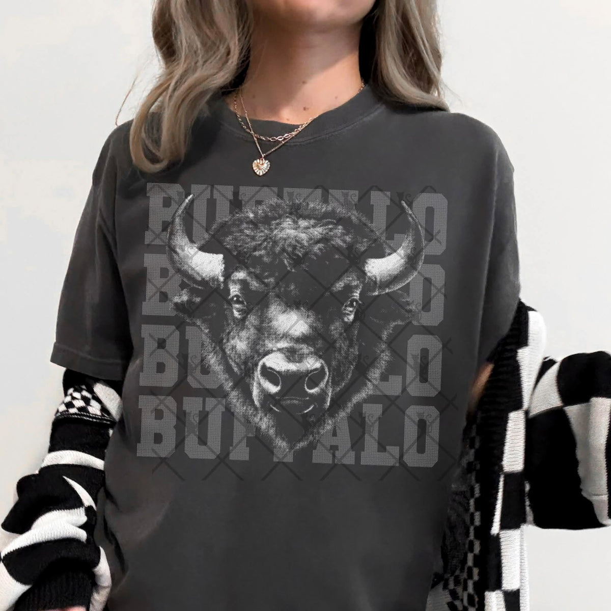 Buffalo gray mascot (TTD) DTF transfer