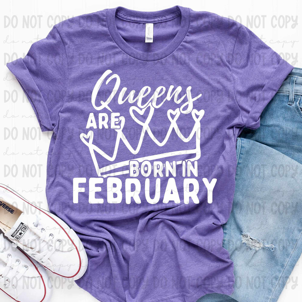 Queens are born in February WHITE (REVEL) 79749 DTF transfer