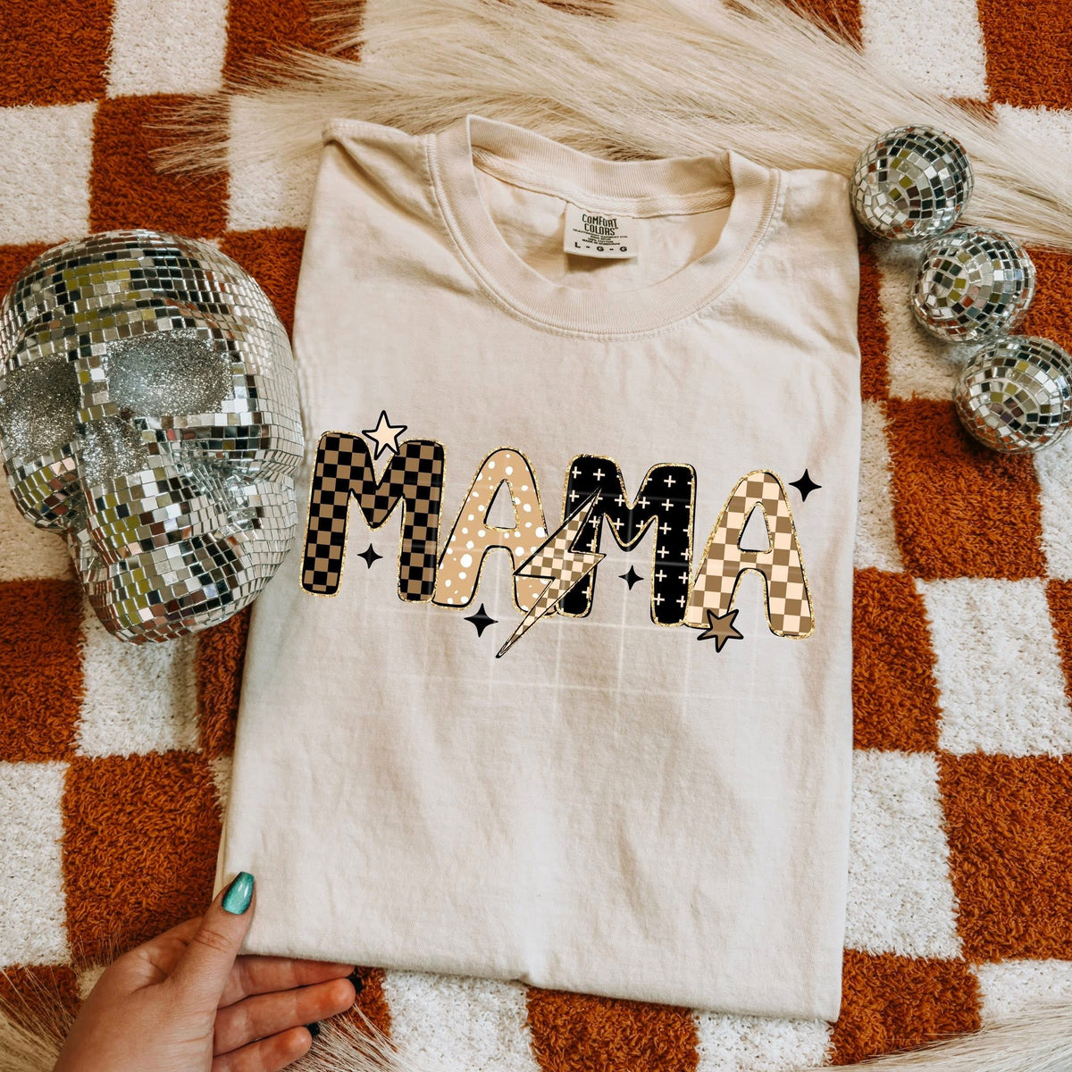 Neutral Mama with lightning bolt (csc) DTF transfer