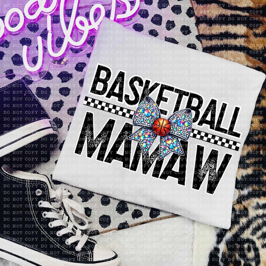 Basketball mamaw rhinestone bow (ECHT) 58779 DTF transfer