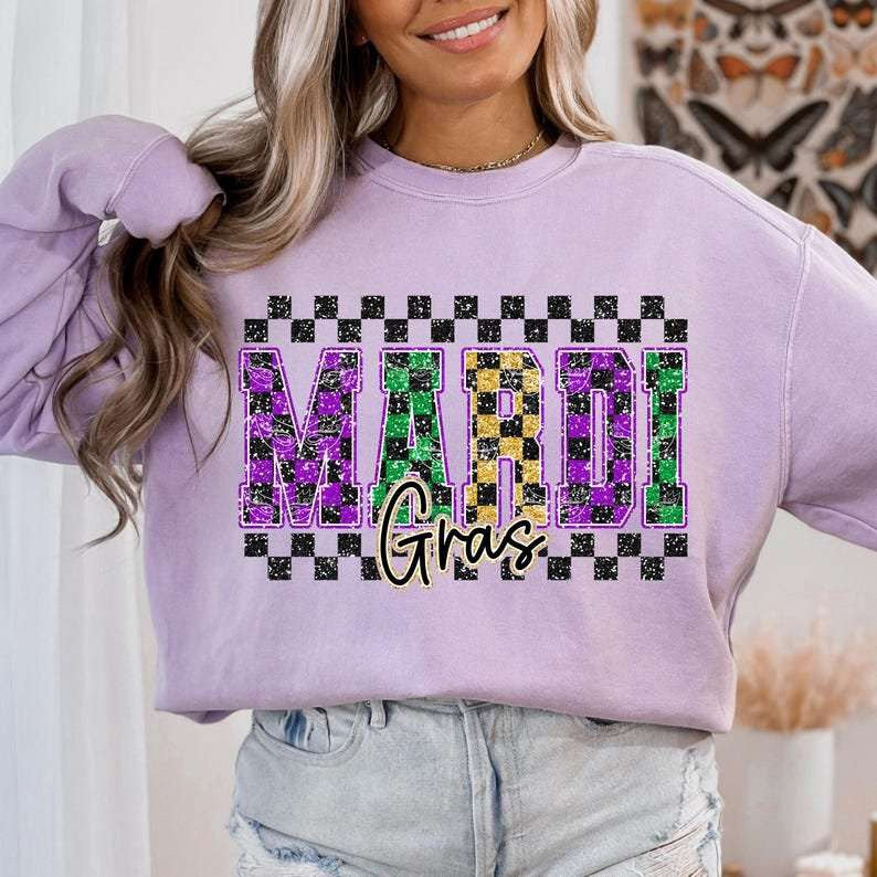 Mardi Gras checkered 80187 DTF transfer