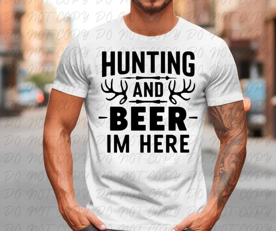 Hunting and beer I’m here (vintage) 67384 DTF transfer