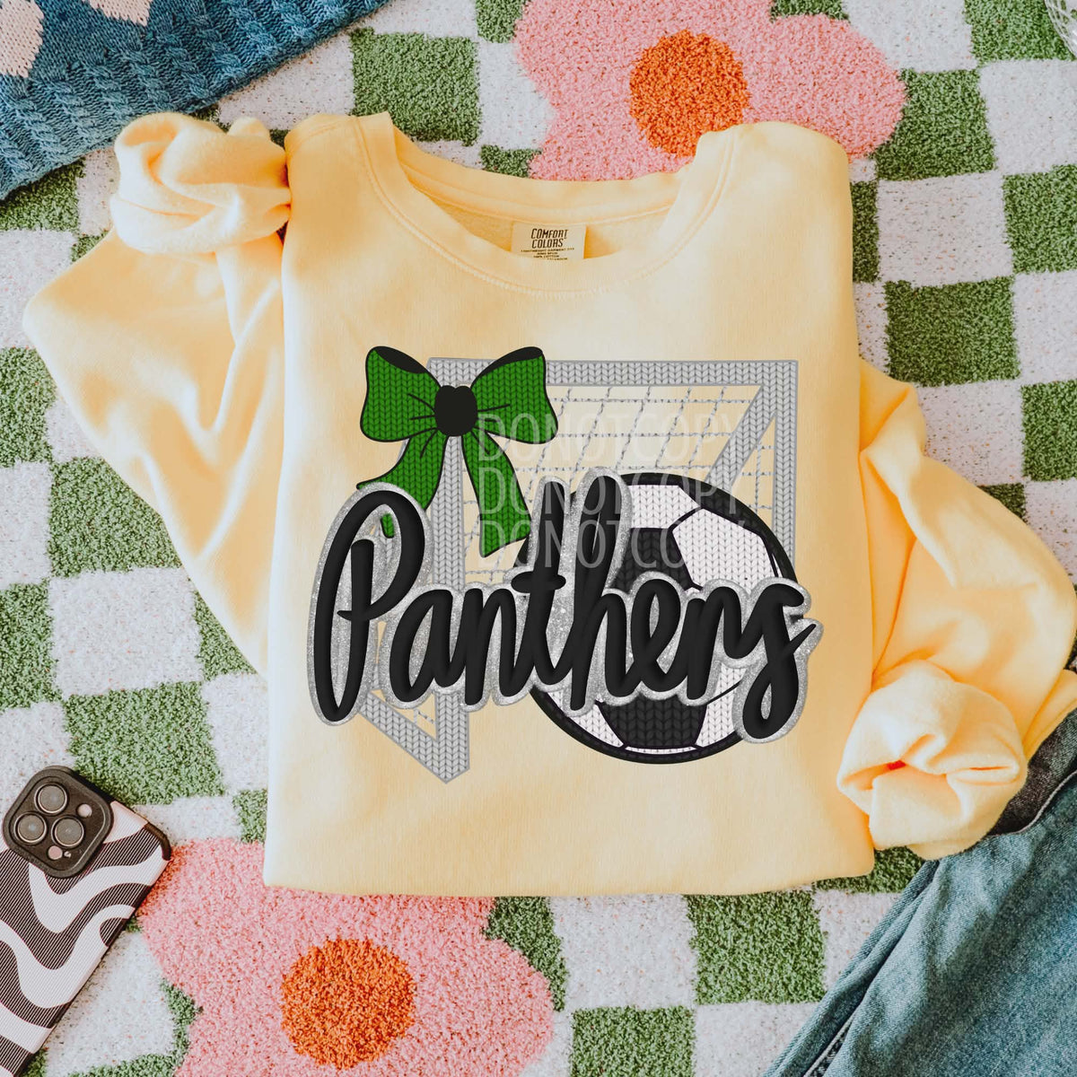 Panthers soccer green bow (CSG) DTF transfer