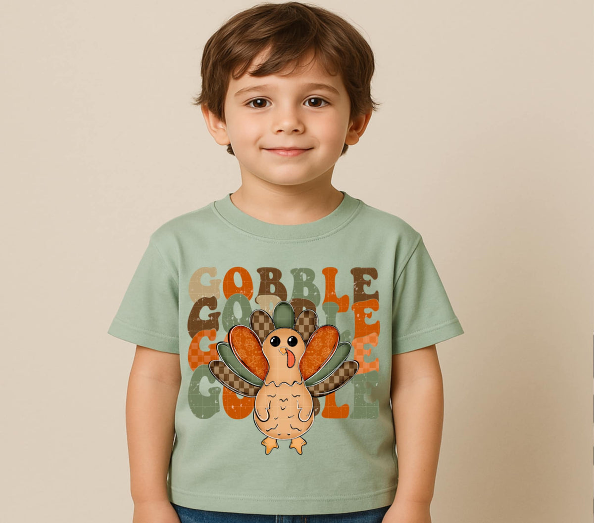 Gobble stacked with turkey  (linda) DTF transfer