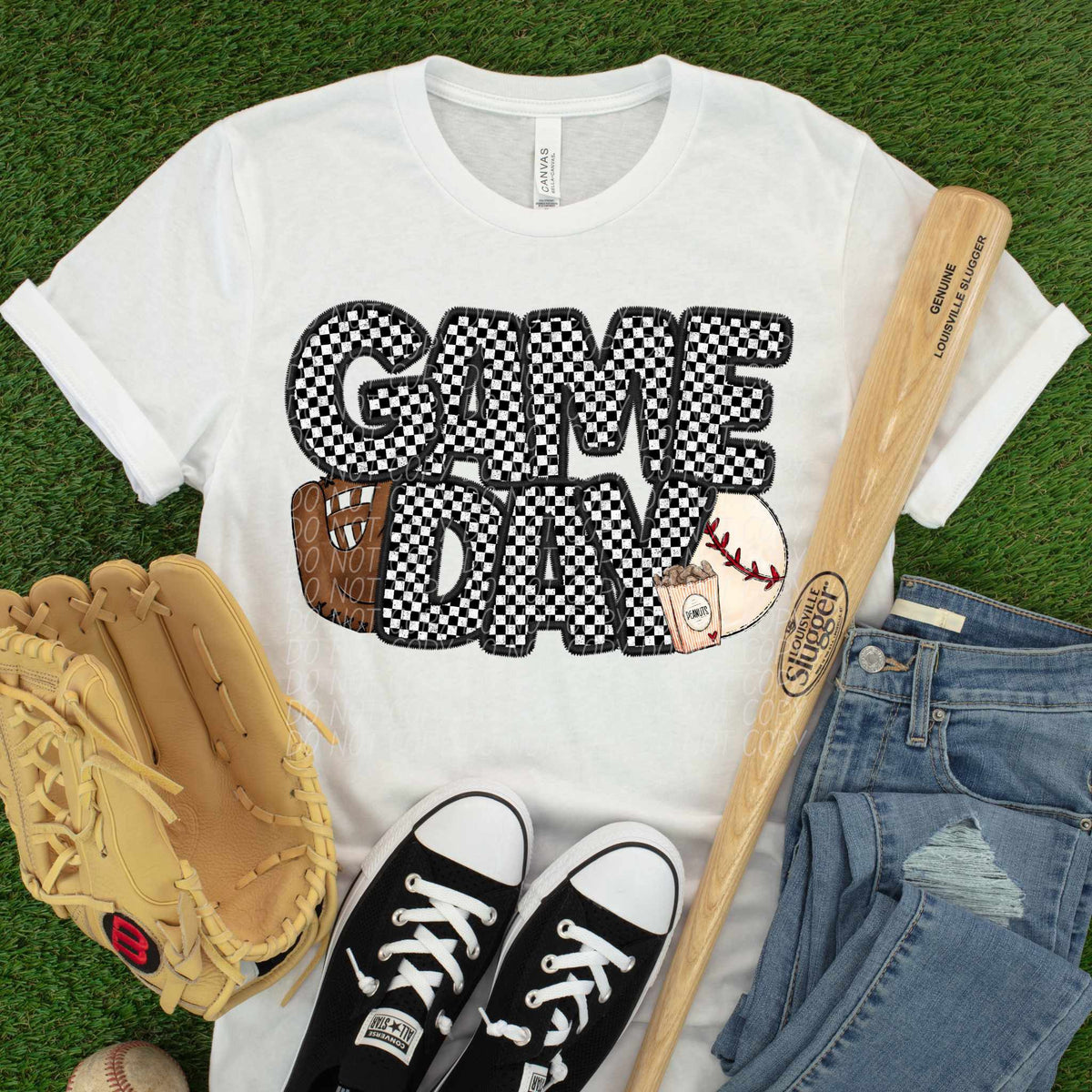 Game day checkered with baseball (CITY) 84968 DTF transfer