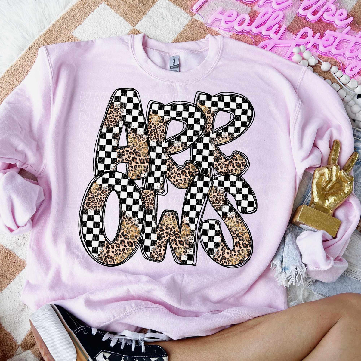 Arrows checkered leopard filled (CITY) 53120 DTF transfer