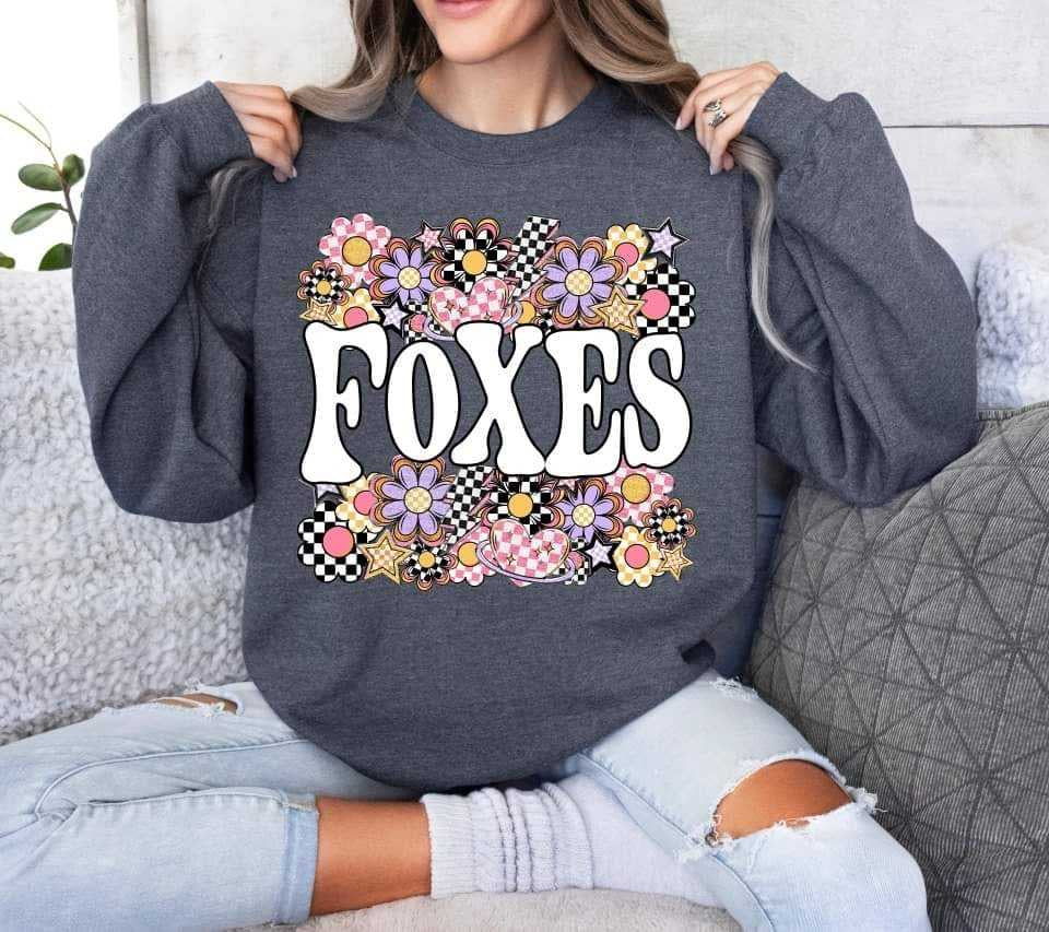 Foxes checkered florals (S&G) 62719 DTF transfer
