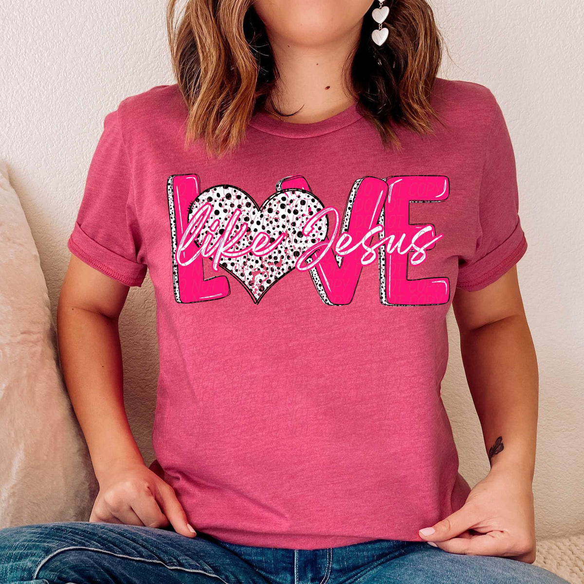 Love like Jesus pink outline (CITY) 75753 DTF transfer