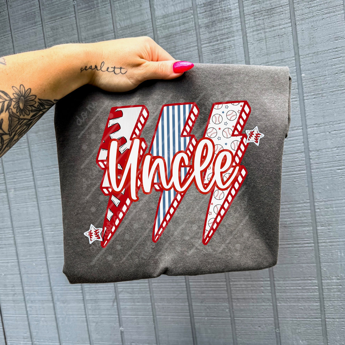 Uncle Baseball lightning bolts (MZ) DTF Transfer