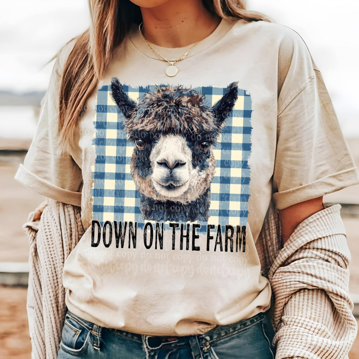 Down on the farm llama (TTD) 94355 DTF transfer