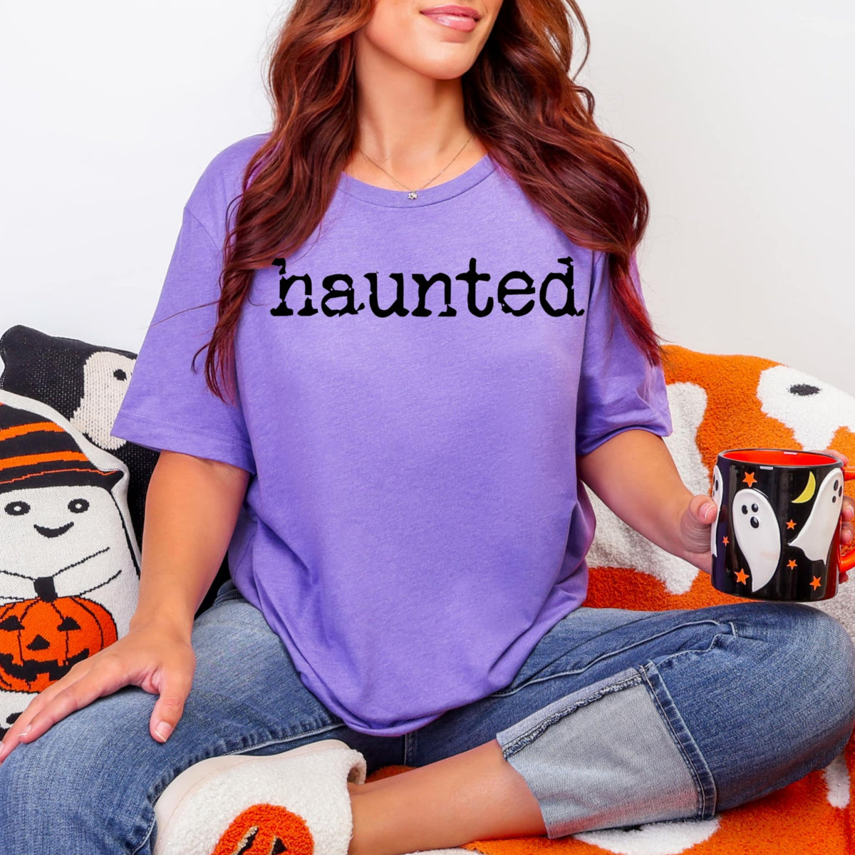 Haunted black font (abd) DTF transfer