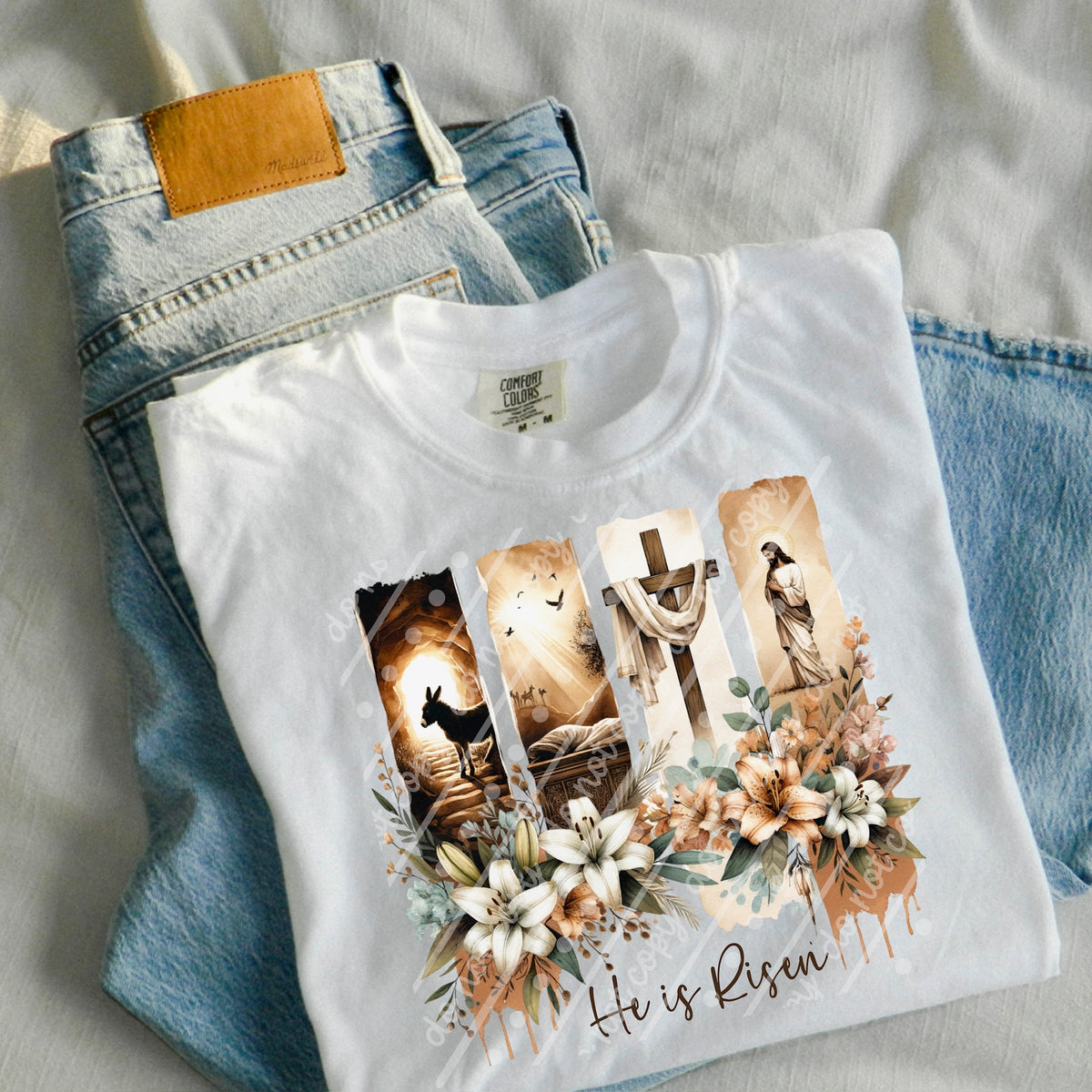 He is risen brown floral brushstrokes DTF Transfer