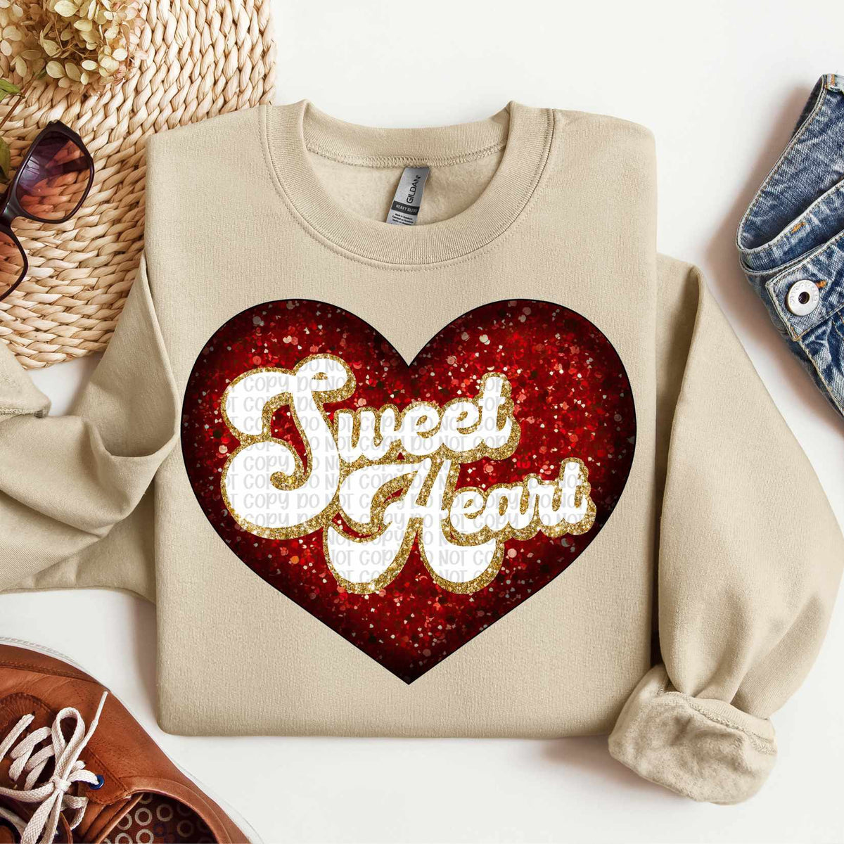 Sweet heart red glitter heart (VP) 80743 DTF transfer