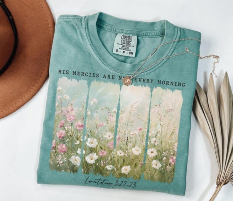 His mercies are new every morning spring rectangles 87745 DTF transfer